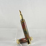 HMF-C Hexagon Magnetic Fountain Pen Brown Acrylic With Gold Trim