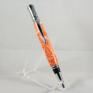 E-BOB Executive Orange and White Acrylic Twist Pen With Chrome Trim