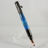 B-DFE Bolt Action Blue Box Elder Pen With Gun Metal Trim