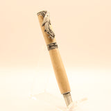 SLD-D Dolphin Curly Maple Rollerball Pen With Antique Pewter