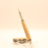 SLD-D Dolphin Curly Maple Rollerball Pen With Antique Pewter