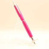 S-CAC Slimline Pink Laminate Click Pen With Satin Chrome Trim