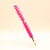 S-CAC Slimline Pink Laminate Click Pen With Satin Chrome Trim