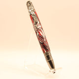 FB-BD Football Red and Black Acrylic Twist Pen With Antique Pewter Trim