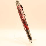 FB-BD Football Red and Black Acrylic Twist Pen With Antique Pewter Trim