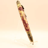 FB-BF Football Crimson and Gold Acrylic Twist Pen With Antique Brass Trim