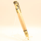 BB-AD Baseball Maple Twist Pen With Antique Brass Trim