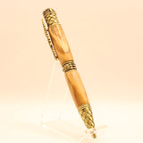 DRG-C Dragon Twist Olivewood Pen With Antique Brass Trim