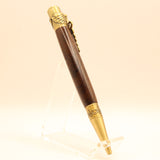 MD-H Medical East Indian Rosewood Twist Pen With Antique Brass Trim