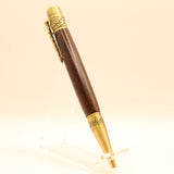 MD-H Medical East Indian Rosewood Twist Pen With Antique Brass Trim