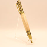 LP-AA Love Curly Maple Twist Pen With Antique Brass Trim