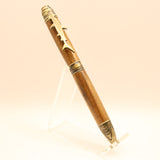 DSF-C Sea Life Shark Bolivian Coffee Twist Pen With Antique Brass Trim
