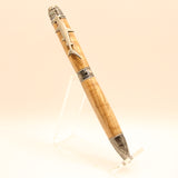 DSF-F Sea Life Shark Curly Maple Twist Pen With Antique Brass Trim