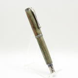 RF-A Retro Fountain Pen Green and Brown Laminate with Antique Pewter