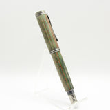 RF-A Retro Fountain Pen Green and Brown Laminate with Antique Pewter