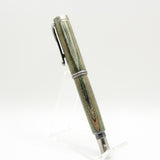 RF-A Retro Fountain Pen Green and Brown Laminate with Antique Pewter