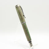 RF-C Retro Fountain Pen Green and Brown Laminate with Antique Pewter