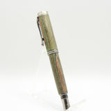 RF-C Retro Fountain Pen Green and Brown Laminate with Antique Pewter