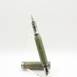 RF-C Retro Fountain Pen Green and Brown Laminate with Antique Pewter