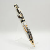 CG-DF Cigar Black, Gold and White Acrylic Twist Pen With Gold Trim