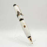 CG-DF Cigar Black, Gold and White Acrylic Twist Pen With Gold Trim