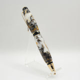 CG-DF Cigar Black, Gold and White Acrylic Twist Pen With Gold Trim