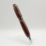 CG-DG Cigar Red, Gold and Green Acrylic Twist Pen With Chrome Trim