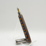 MF-AF Magnetic Fountain Pen Blue and Orange Laminate With Gun Metal Trim