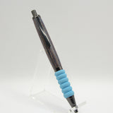 CT-AF Contour Blue and Brown Laminate Click Pen With Gun Metal Trim and Blue Cushion