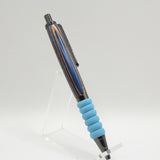 CT-AF Contour Blue and Brown Laminate Click Pen With Gun Metal Trim and Blue Cushion