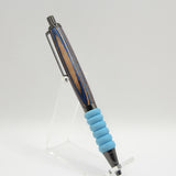 CT-AF Contour Blue and Brown Laminate Click Pen With Gun Metal Trim and Blue Cushion