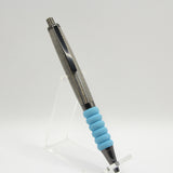 CT-AG Contour Black and Gray Laminate Click Pen With Gun Metal Trim and Blue Cushion