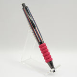 CT-AI Contour Blue, White and Red Laminate Click Pen With Gun Metal Trim and Red Cushion