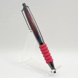 CT-AI Contour Blue, White and Red Laminate Click Pen With Gun Metal Trim and Red Cushion