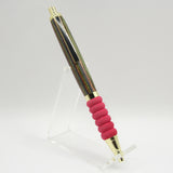CT-BA Contour Multi-Colored Laminate Click Pen With Gold Trim and Red Cushion