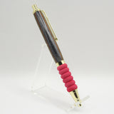 CT-BA Contour Multi-Colored Laminate Click Pen With Gold Trim and Red Cushion