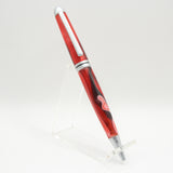 DE-AA Designer Black and Red Acrylic Twist Pen With Satin Chrome Trim