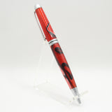 DE-AA Designer Black and Red Acrylic Twist Pen With Satin Chrome Trim
