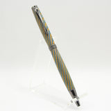 S-CDC Slimline Green and Yellow Laminate Twist Pen with Gun Metal Trim