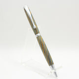 S-CDD Slimline Multi-Colored Laminate Twist Pen with Satin Chrome Trim