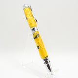 CL-DI Cat Lover Yellow and Black Acrylic Twist Pen With Chrome Trim