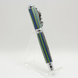 SLT-I Sea Turtle Blue and Green Laminate Twist Rollerball With Chrome Trim