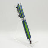 SLT-I Sea Turtle Blue and Green Laminate Twist Rollerball With Chrome Trim