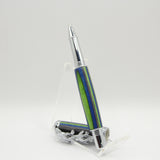 SLT-I Sea Turtle Blue and Green Laminate Twist Rollerball With Chrome Trim