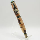 SLT-AB Sea Turtle Segmented Domestic Hardwoods Twist Rollerball With Antique Brass Trim