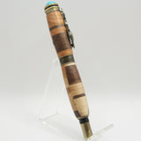 SLT-AB Sea Turtle Segmented Domestic Hardwoods Twist Rollerball With Antique Brass Trim