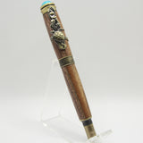 SLT-AC Sea Turtle Walnut Twist Rollerball With Antique Brass Trim