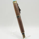 SLT-AC Sea Turtle Walnut Twist Rollerball With Antique Brass Trim