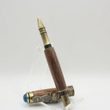 SLT-AC Sea Turtle Walnut Twist Rollerball With Antique Brass Trim