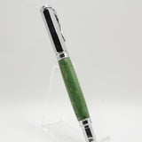 VR-BBC Vertex Box Elder Dyed Green Rollerball With Chrome Trim